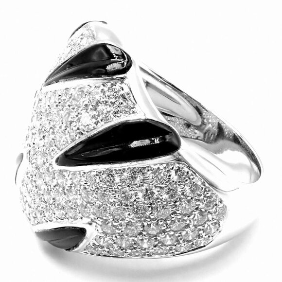 Authentic Cartier Panther Panthere Claw 18k White Gold Diamond Onyx Ring Size 53 - Picture 4 of 9